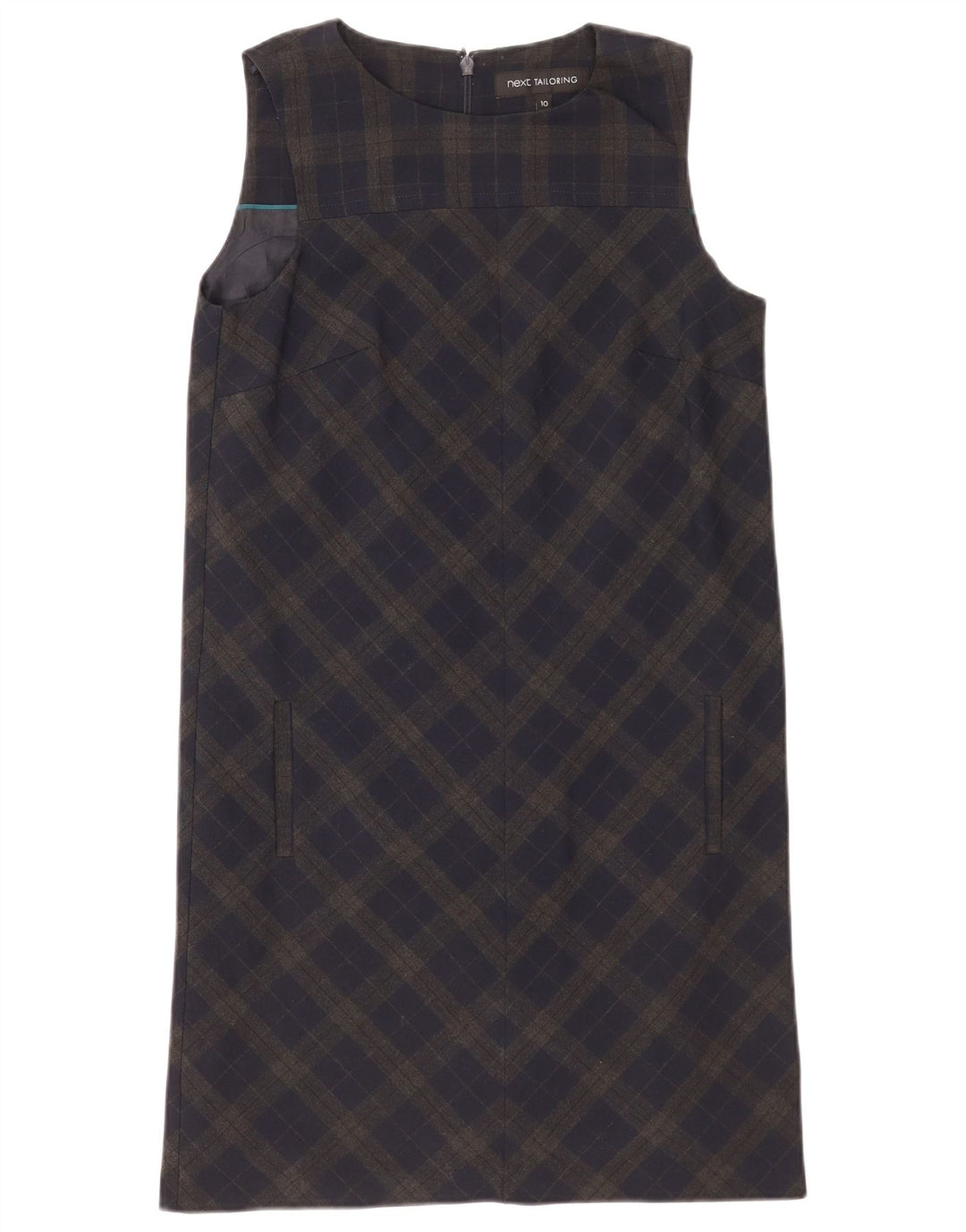 Næste Dame ærmeløs Regular Shift Dress UK 10 Small Green Plaid