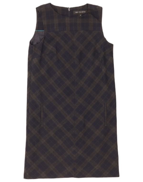 Næste Dame ærmeløs Regular Shift Dress UK 10 Small Green Plaid