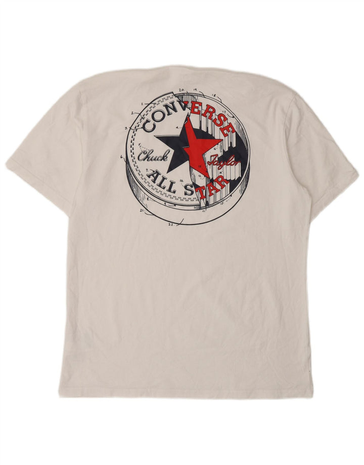 Converse Herre Chuck Taylor Grafisk T-Shirt Top Medium Hvid Bomuld