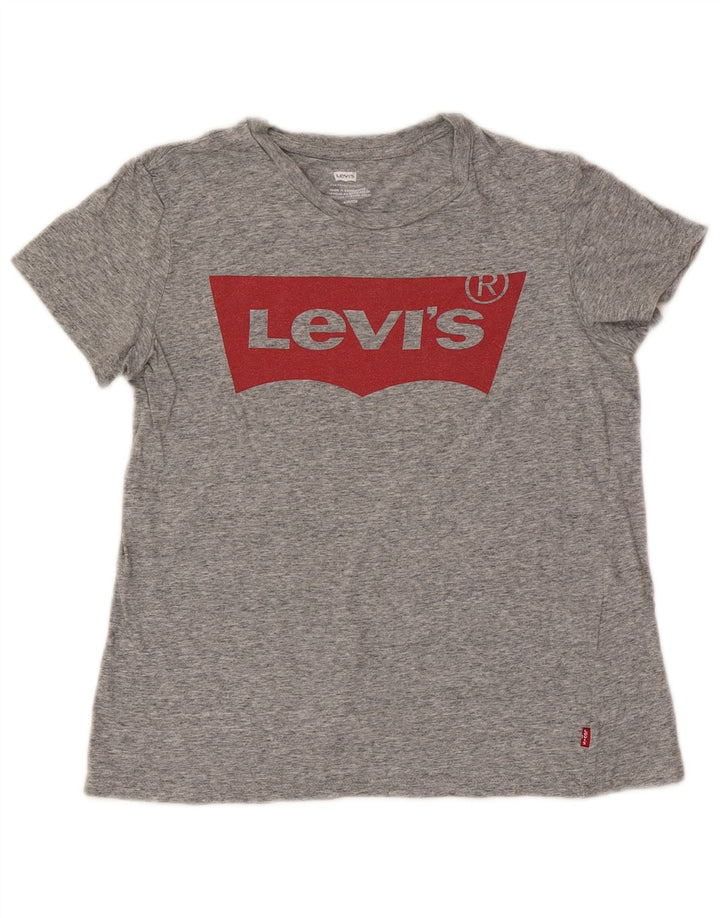 Levi's Dame Grafisk T-Shirt Top UK 10 Små Grå Flecked