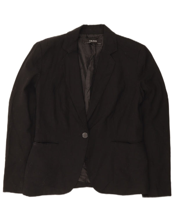 Zara Womens 1 Button Blazer Jacket EU 40 Medium Black Polyester