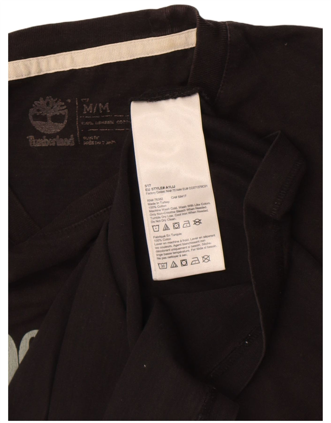 Timberland Herre grafisk T-shirt Top Medium Sort Bomuld