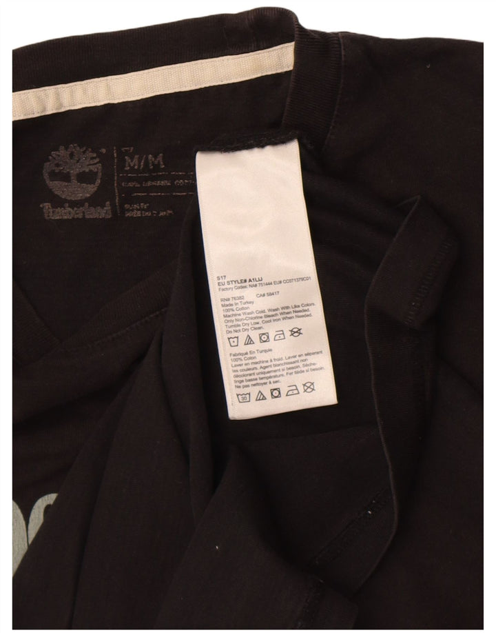 Timberland Herre grafisk T-shirt Top Medium Sort Bomuld