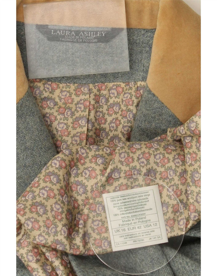 Laura Ashley Dame 3 Button Blazer Jacket UK 16 Large Blue Herringbone
