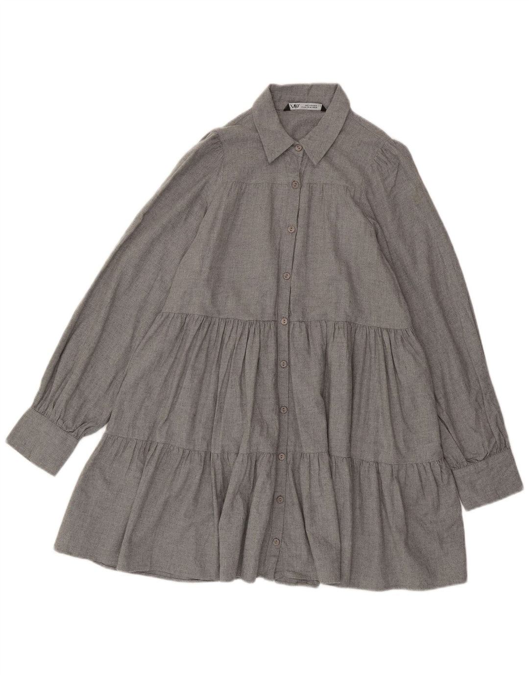 Zara Kvinders Oversized Skjortekjole UK 6 XS Grå