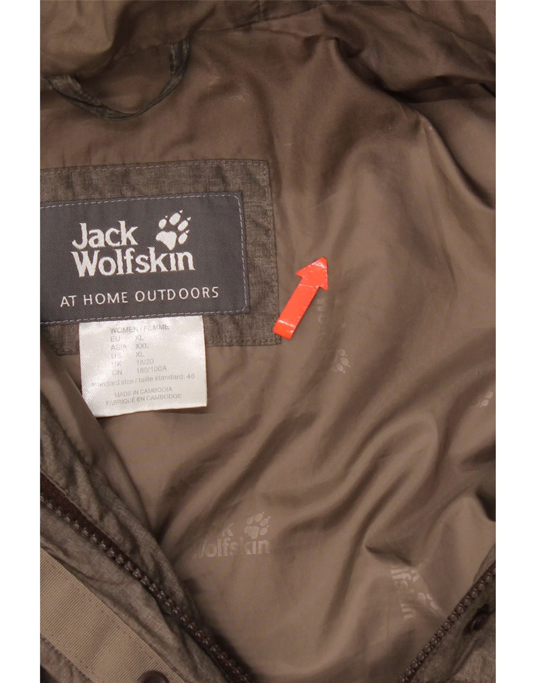 Jack Wolfskin Dame Hætte Polstret Frakke UK 18/20 XL Beige Polyester
