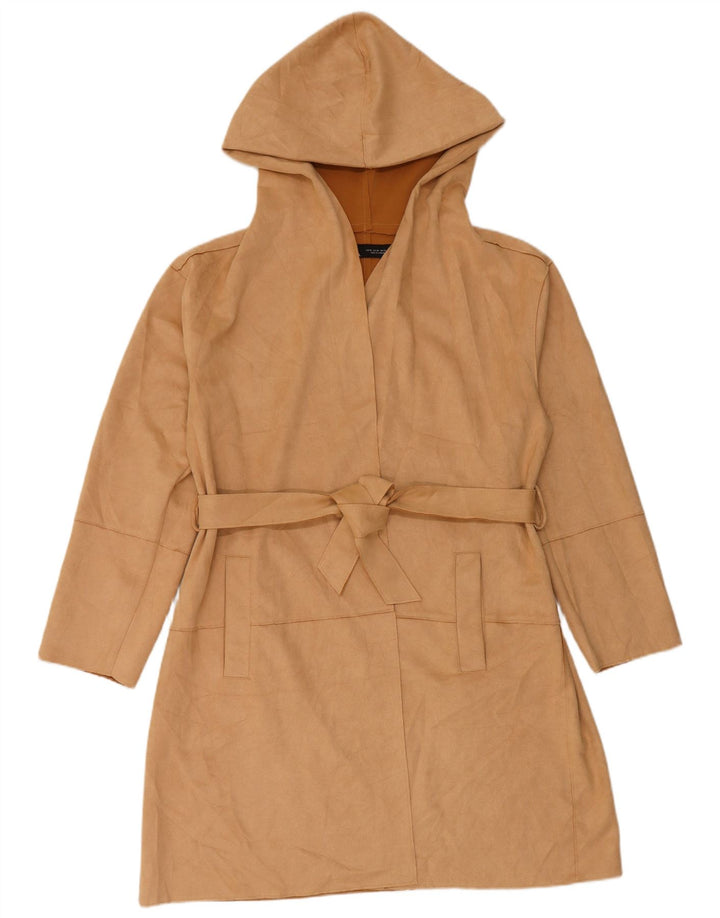 Zara Dame Hætte Overfrakke UK 18 XL Beige