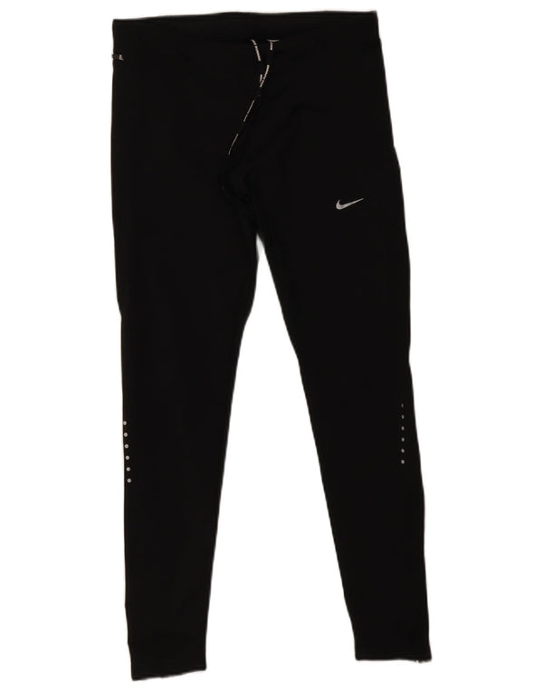 Nike Dame Dri Fit Leggings UK 12 Medium Sort Polyester