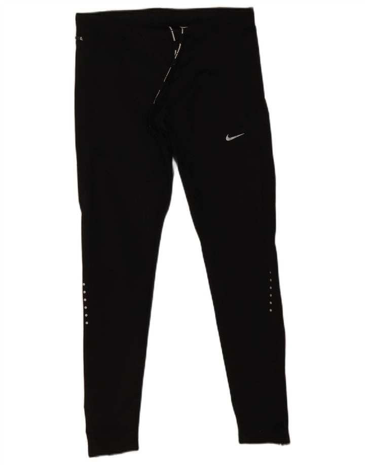 Nike Dame Dri Fit Leggings UK 12 Medium Sort Polyester