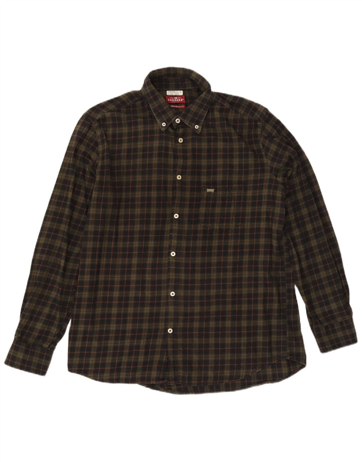 Carrera Herre Regular Fit Flanellskjorte XL Khaki Ternet Bomuld