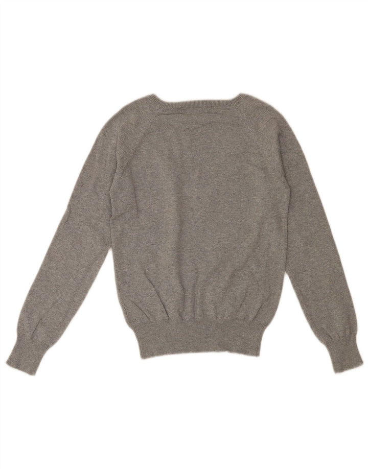 ZARA Womens Crop V-hals sweater UK 10 Small Grey Bomuld