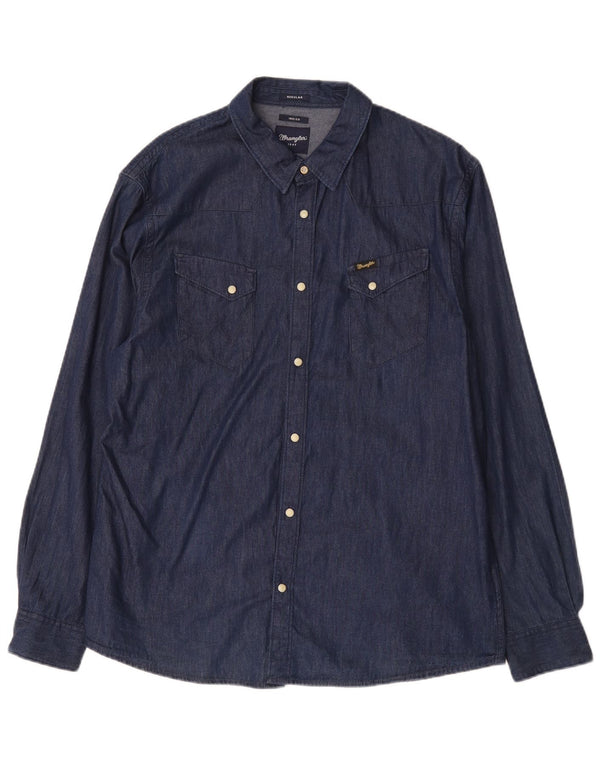 Wrangler Herre Regular Fit denimskjorte XL marineblå bomuld