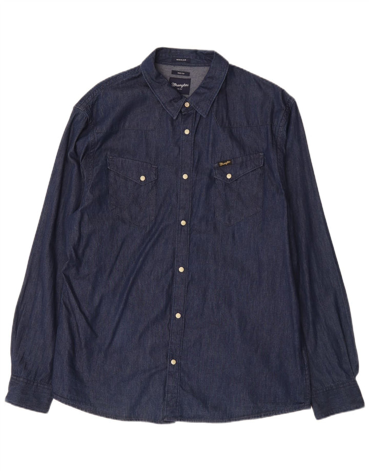 Wrangler Herre Regular Fit denimskjorte XL marineblå bomuld