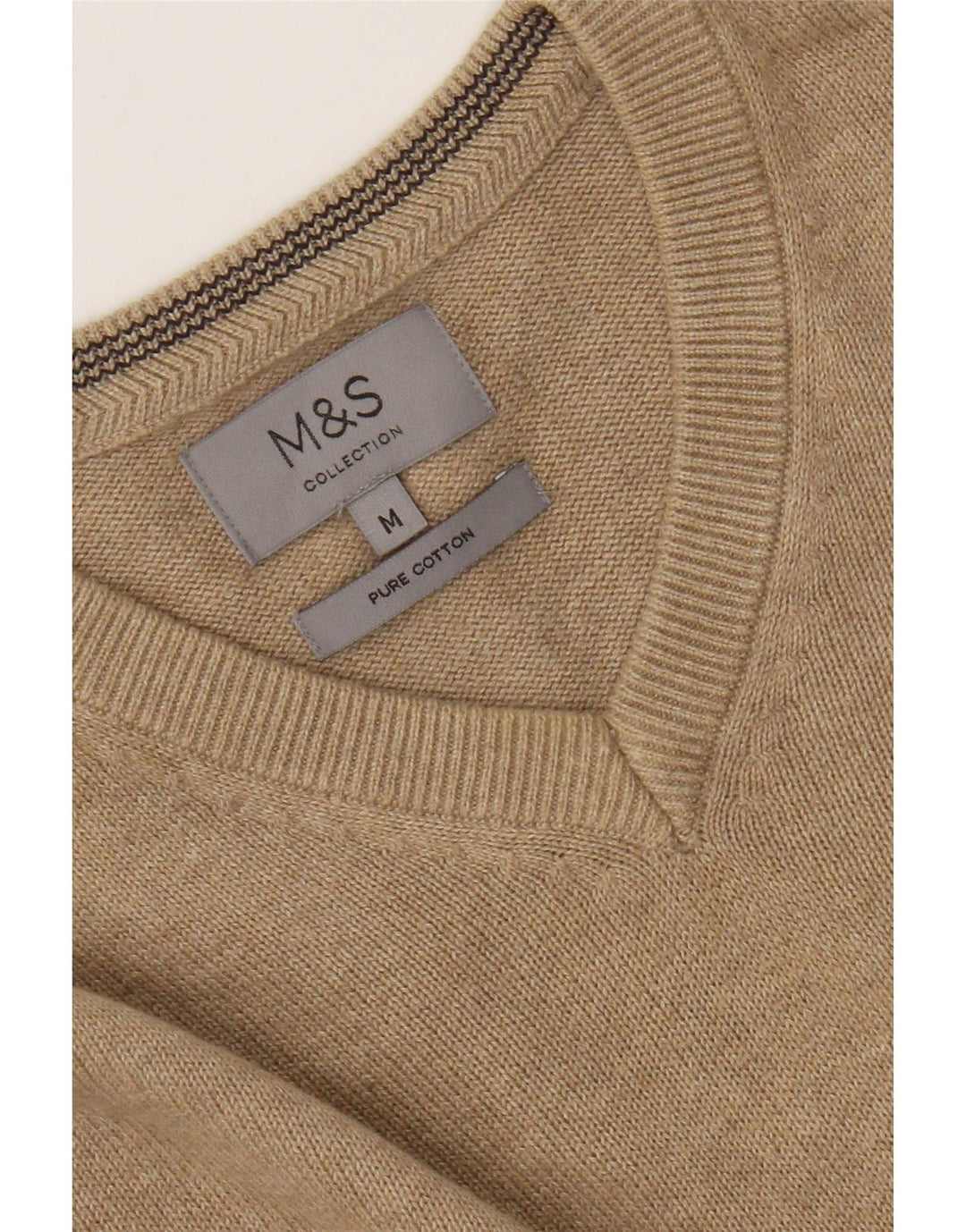 Marks & Spencer Herre V-hals sweater Medium Beige Flecked Bomuld