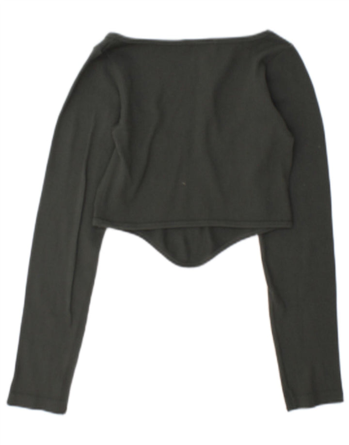 Zara Langærmet Crop Top UK 12 Medium Grøn Polyamid