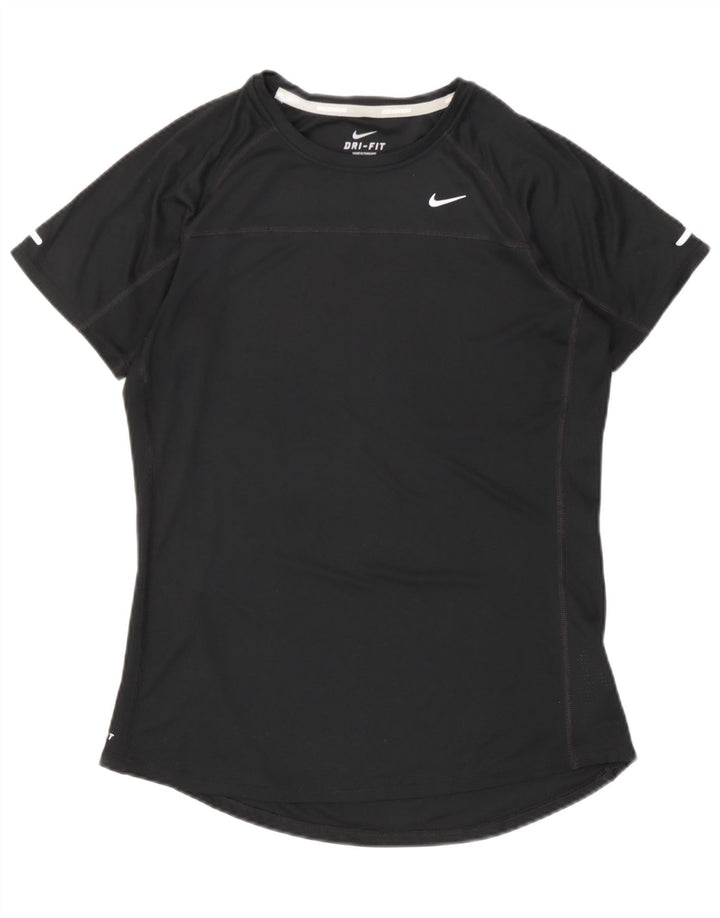 Nike Dame Dri Fit T-Shirt Top UK 12 Medium Sort Polyester