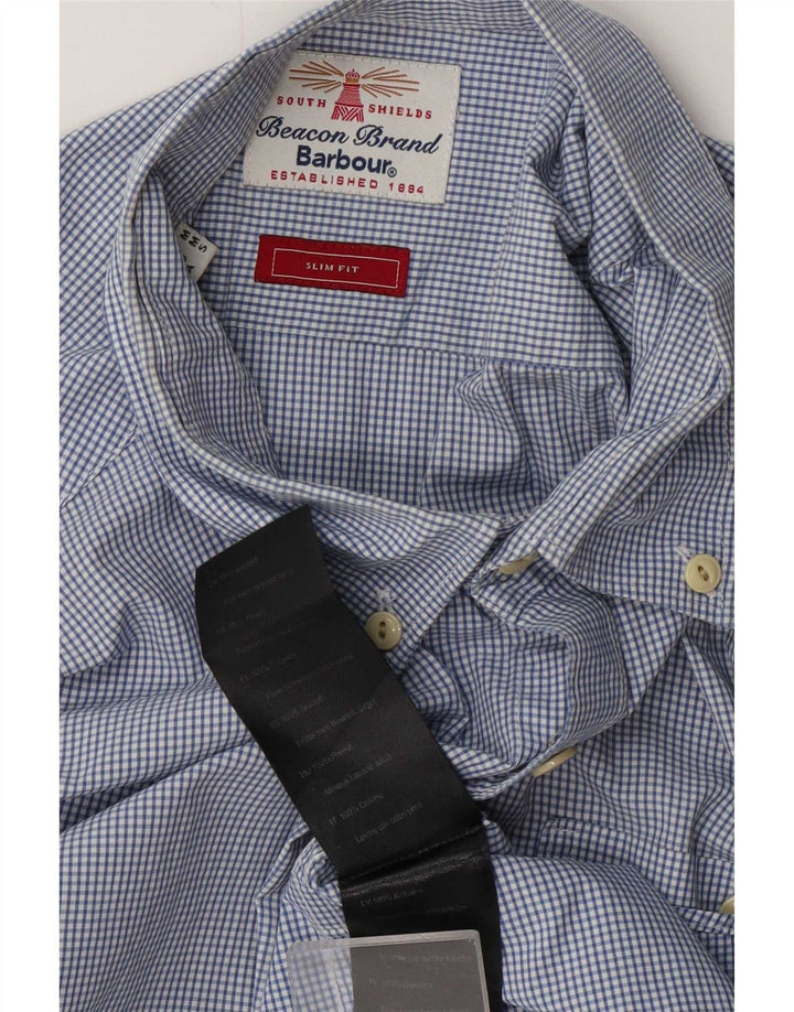 Barbour Herre Slim Fit skjorte Medium Blue Gingham Cotton