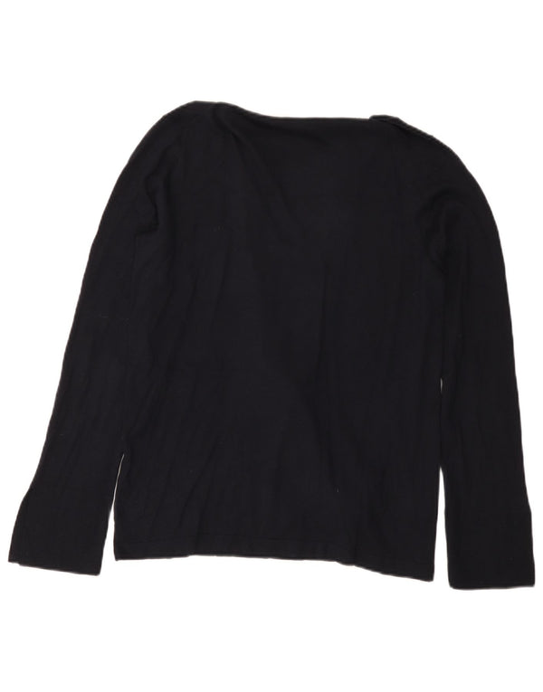 Massimo Dutti Dame Shawl Neck Jumper Sweater UK 12 Medium Navy Blue