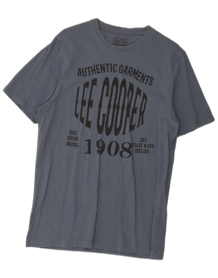 Lee Cooper Herre Grafisk T-Shirt Top XL Blå Bomuld