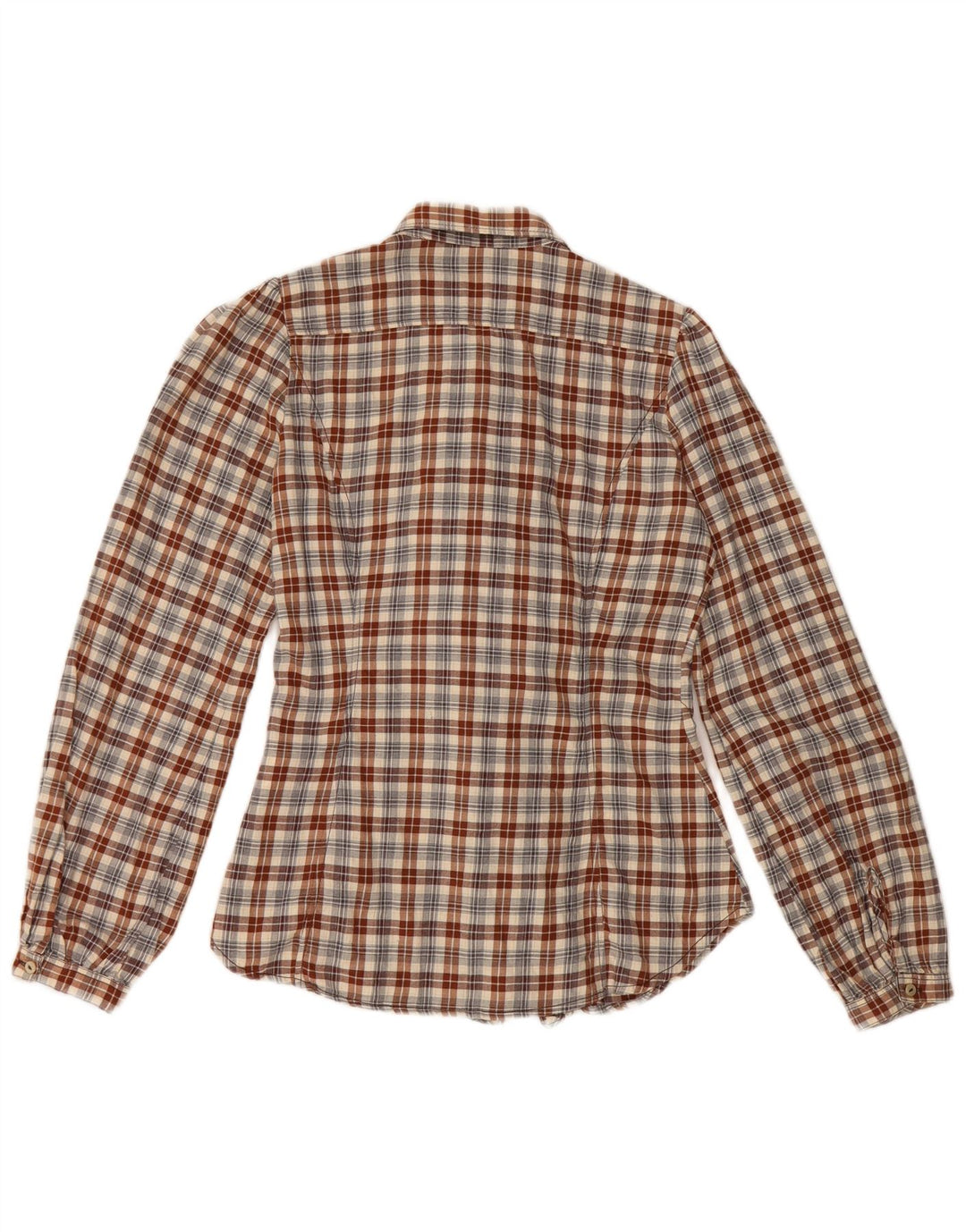 Marlboro Classics Dame flæse foran skjorte IT 38 XS brun ternet bomuld