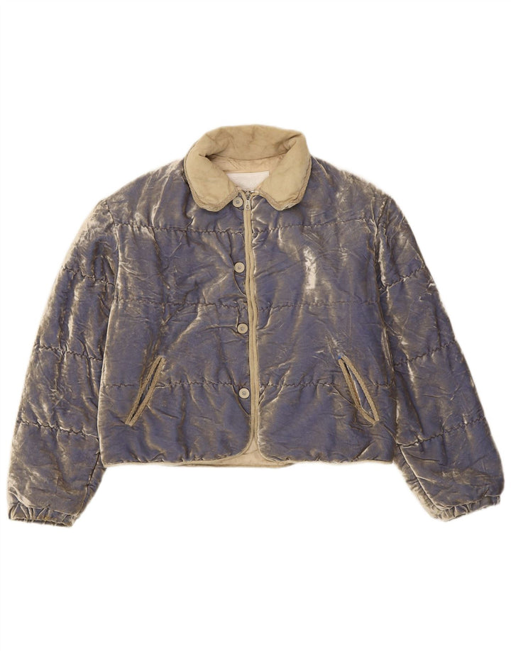 Cipriani Dame Velvet Polstret Jakke IT 42 Medium Blue