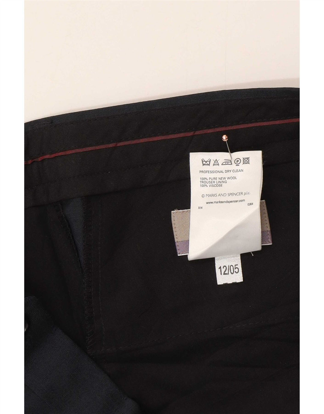 Marks & Spencer Straight Casual bukser til mænd W34 L29 Marineblå uld