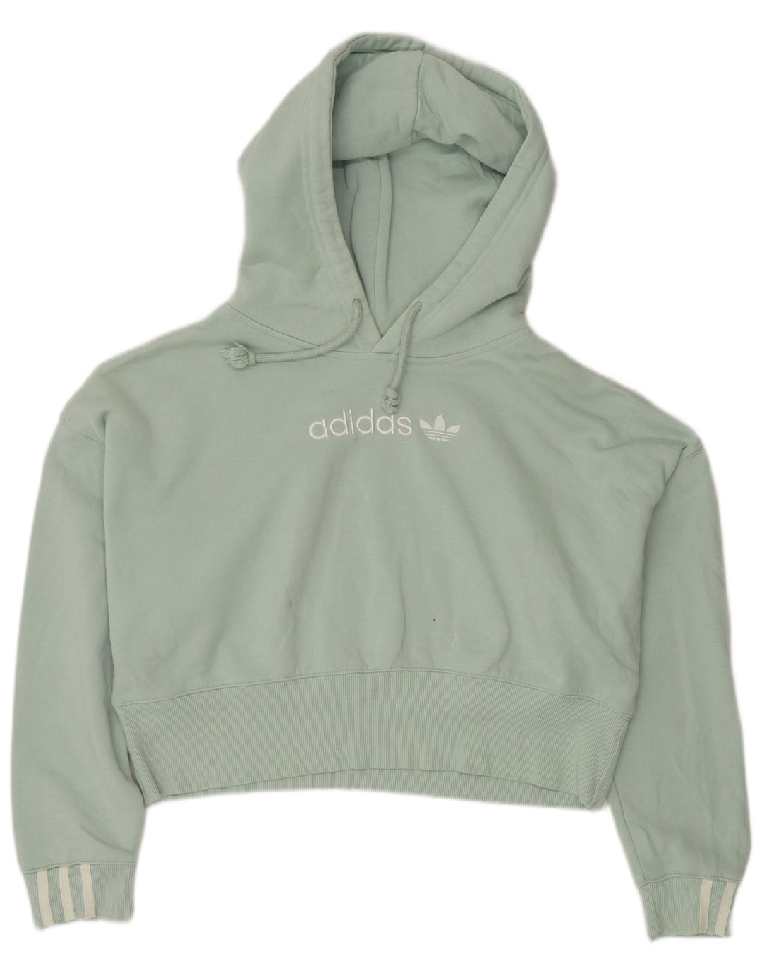 Adidas Womens Oversized Crop Graphic Hoodie Jumper UK 8 Small Turquoise
