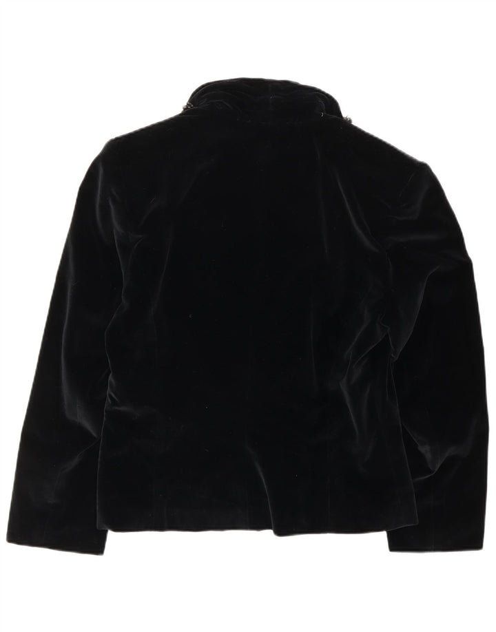 VINTAGE Dame Velvet Double Breasted Blazer Jacket IT 44 Medium Black