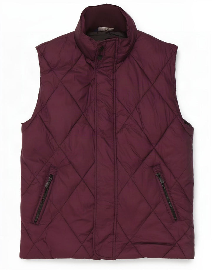 Zara Herre Quilted Gilet UK 40 Large Purple Polyester