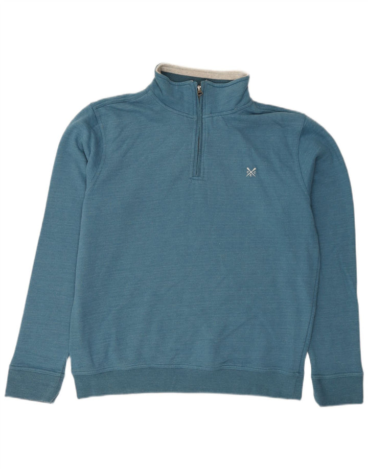 CREW TØJ Herre Zip Neck Sweatshirt Jumper Stor Blå Bomuld