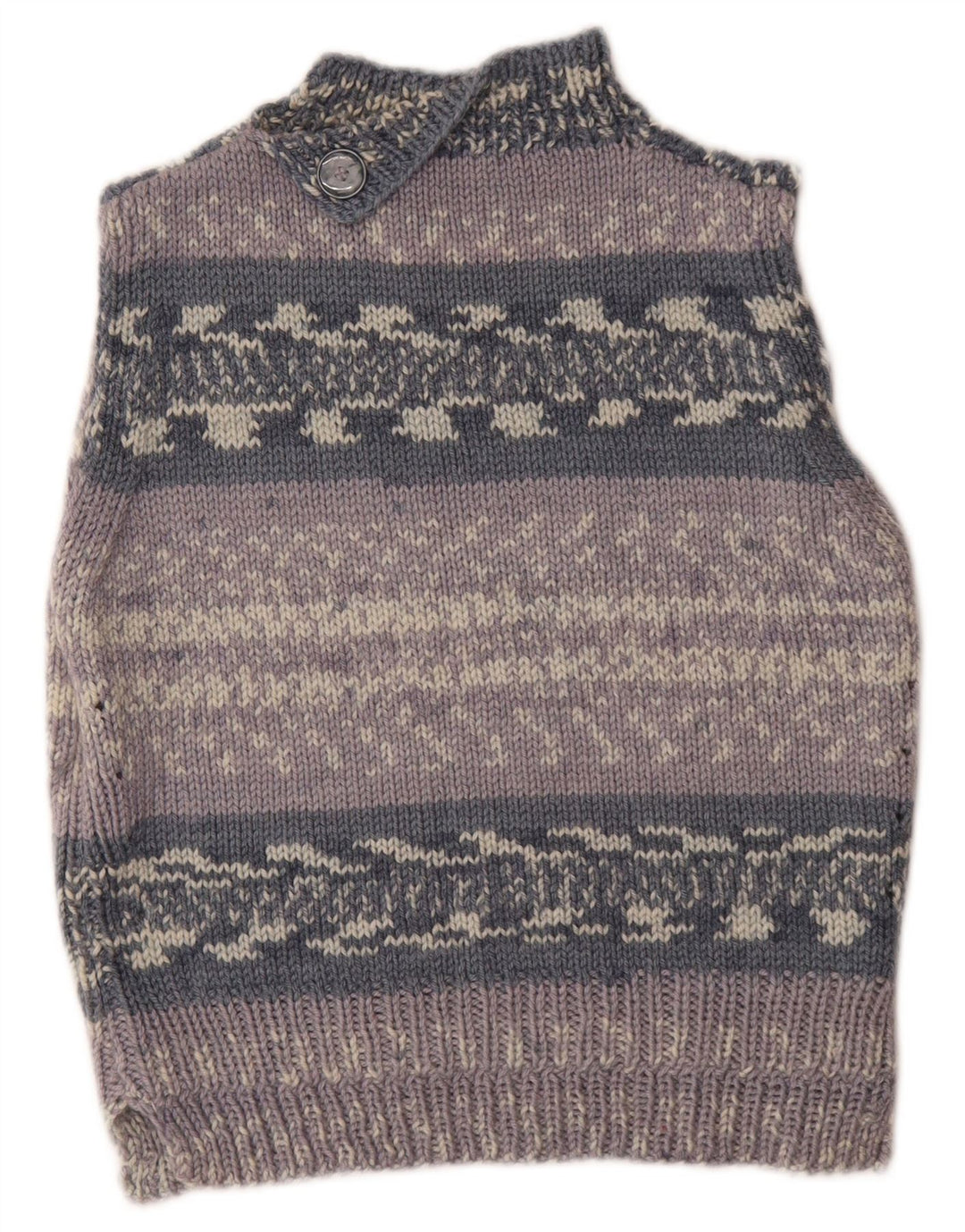 Vintage Dame Vest Tank Top UK 14 Medium Grå Stribet