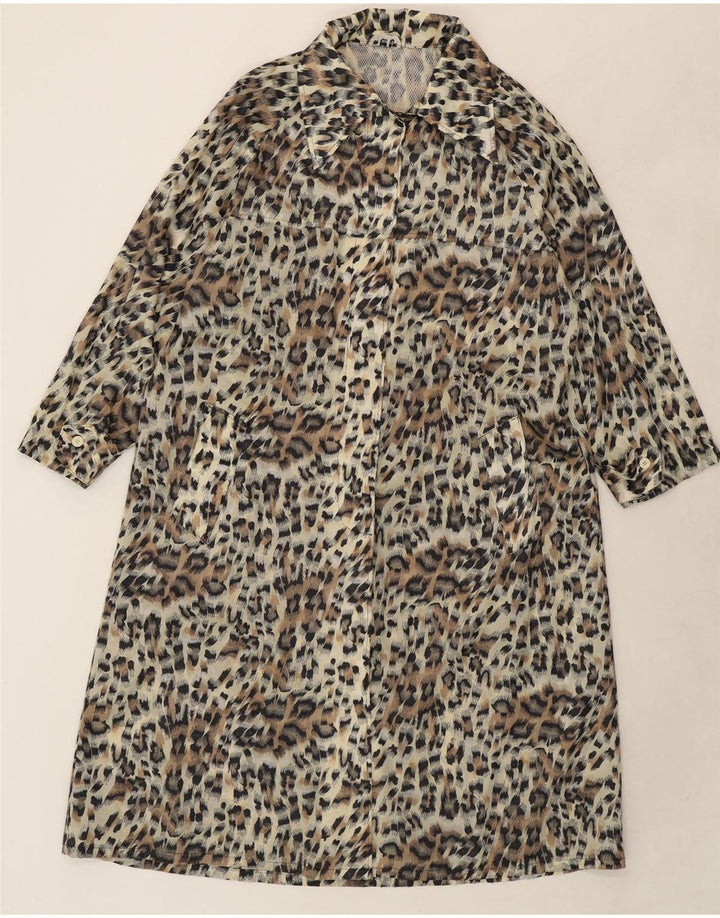 VINTAGE Womens Overcoat IT 48 XL Beige Animal Print Polyamide Vintage Vintage and Second-Hand Vintage from Messina Hembry 