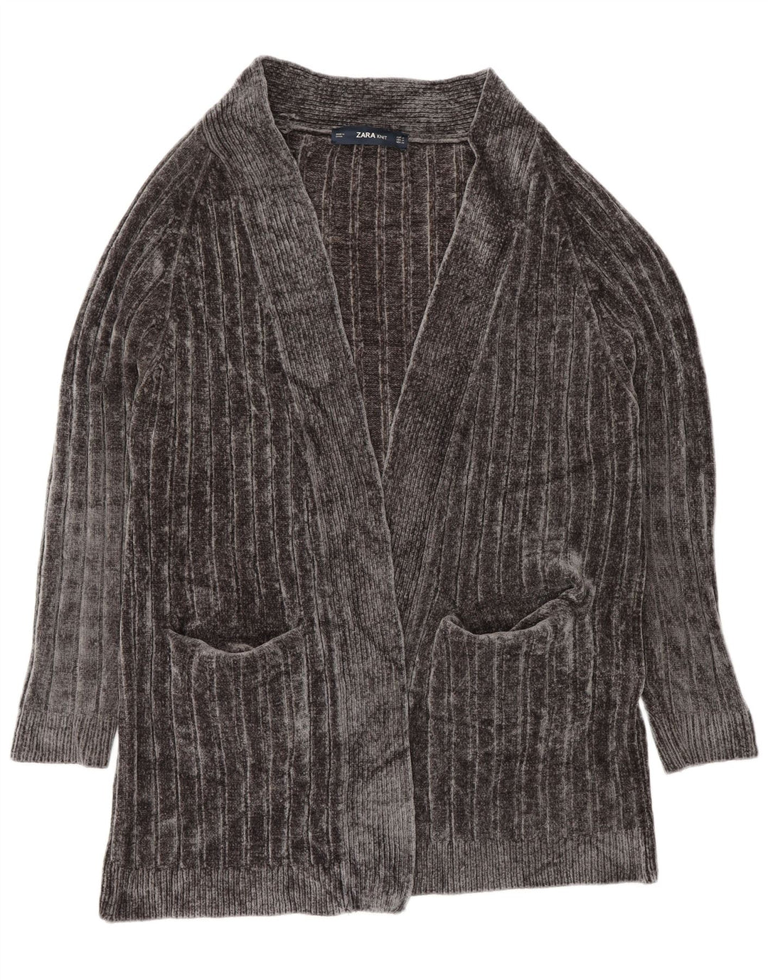 Zara Womens Oversized Longline Open Cardigan Sweater UK 14 Medium Grey