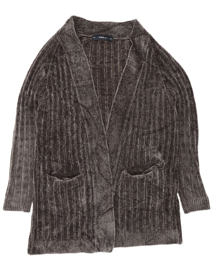 Zara Womens Oversized Longline Open Cardigan Sweater UK 14 Medium Grey