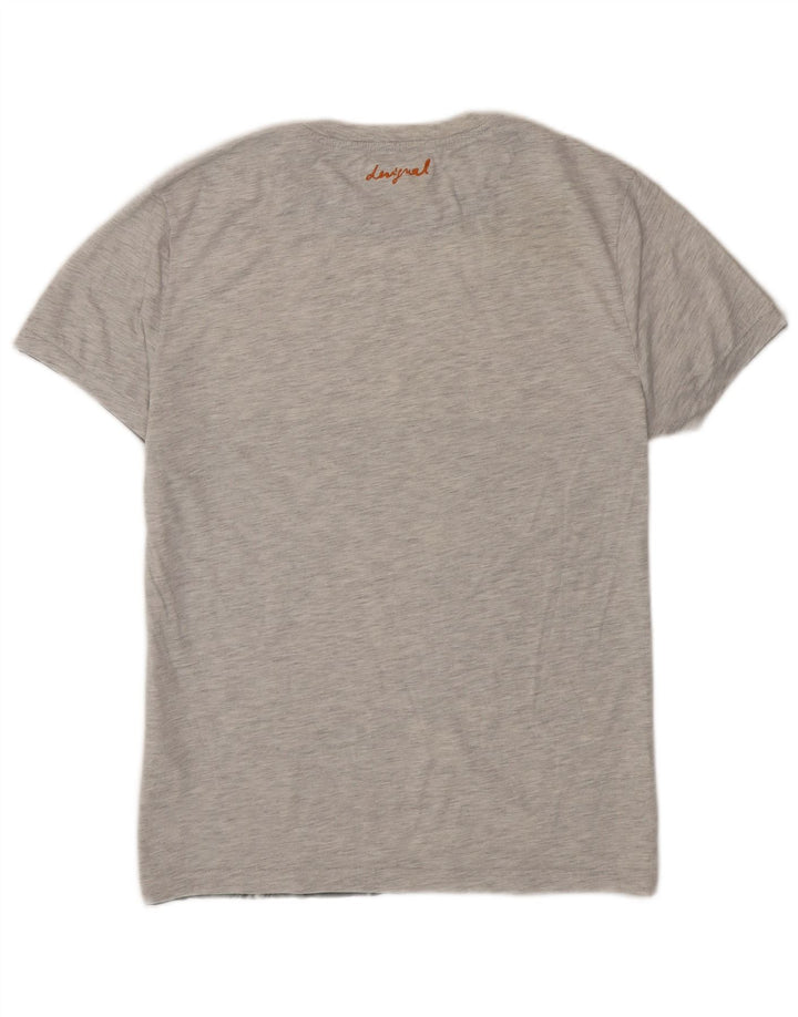 Desigual Herre Grafisk T-Shirt Top Stor Grå Bomuld