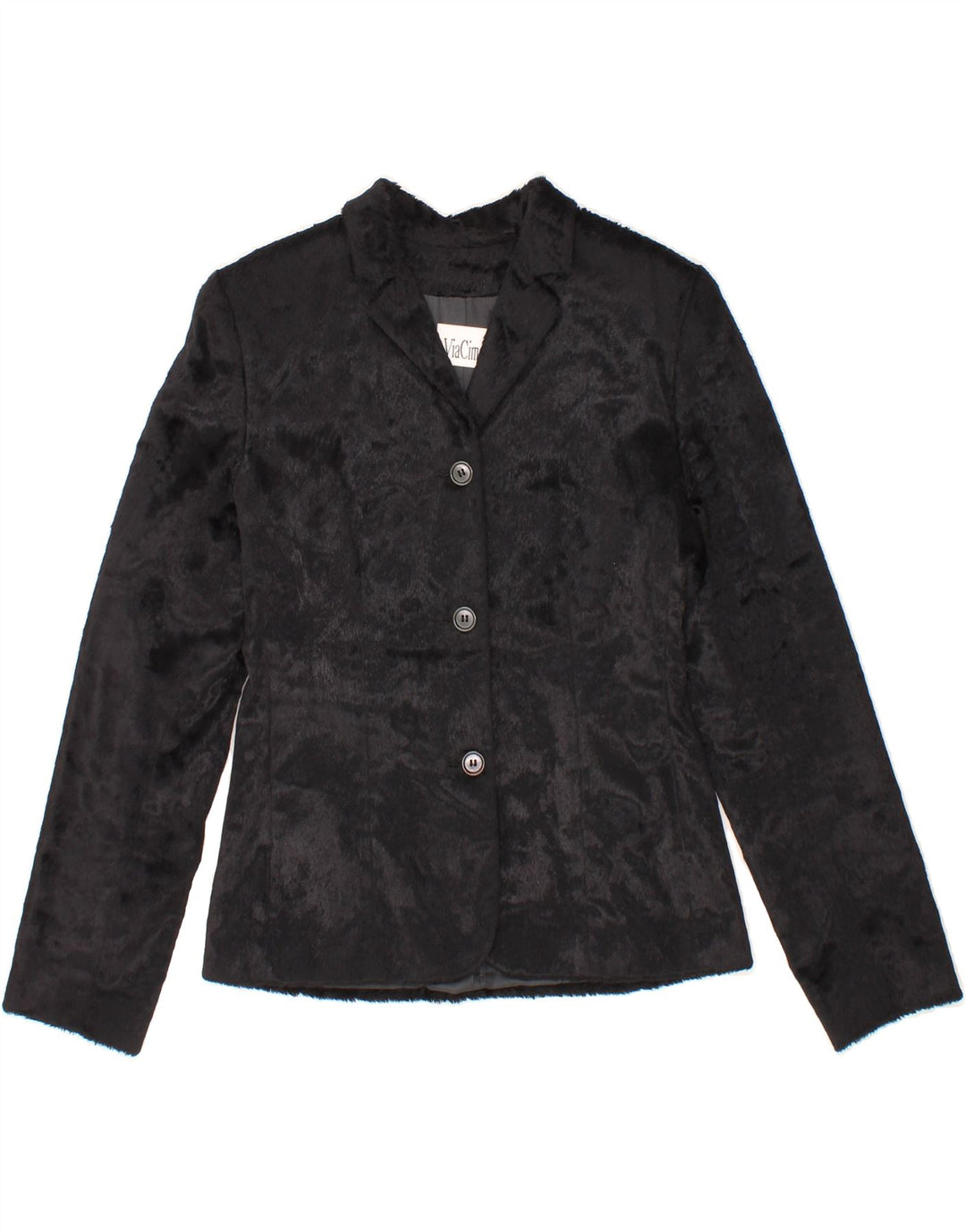 VINTAGE Womens 3 Button Blazer Jacket UK 10 Small Black Cotton Vintage Vintage and Second-Hand Vintage from Messina Hembry 