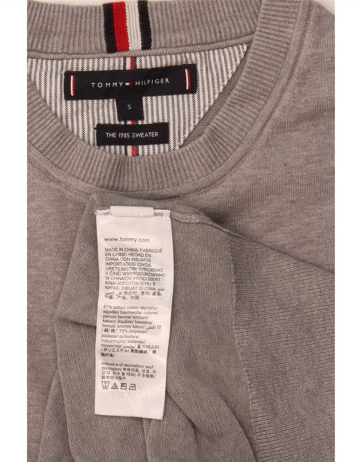 Tommy Hilfiger Herre sweater med rund hals, lille grå bomuld