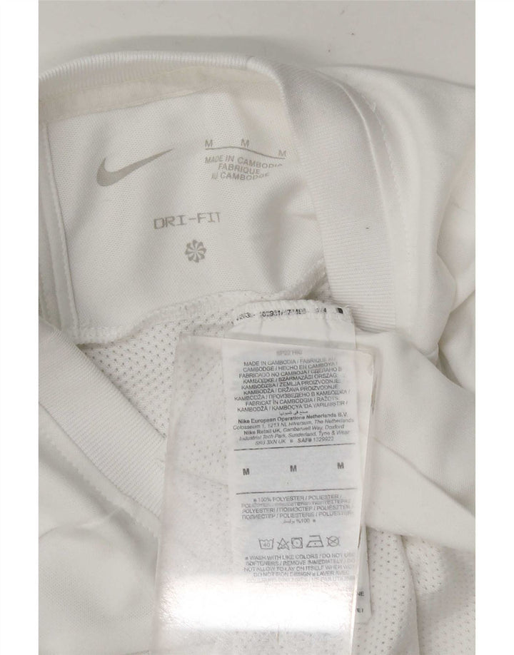 Nike Herre Dri Fit T-shirt Top Medium White Colourblock Polyester