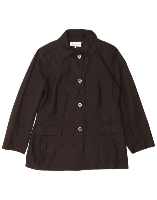Calvin Klein Dame 4 Button Blazer Jacket UK 16 Stor Sort Bomuld