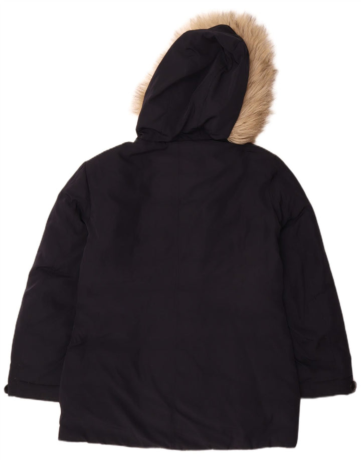 Mistral Dame Hætte Polstret Frakke UK 16 Large Navy Blue Polyester