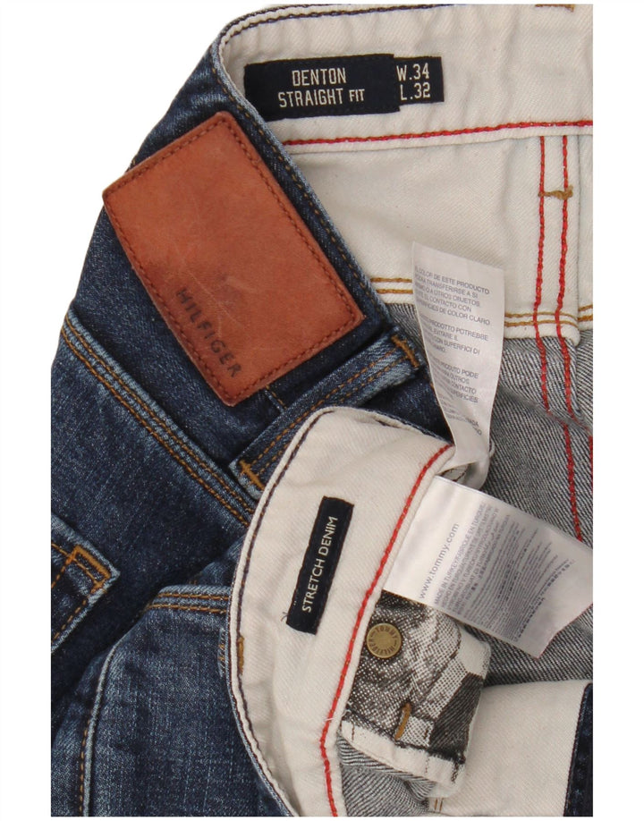 TOMMY HILFIGER Dame Denton Straight Jeans W34 L32 Blå Bomuld