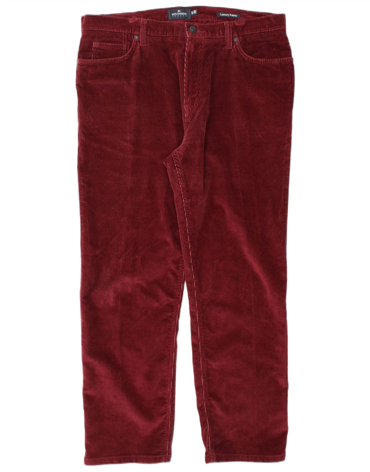MARKS & SPENCER Herre Blue Harbor Corduroy Bukser W36 L29 Burgundy