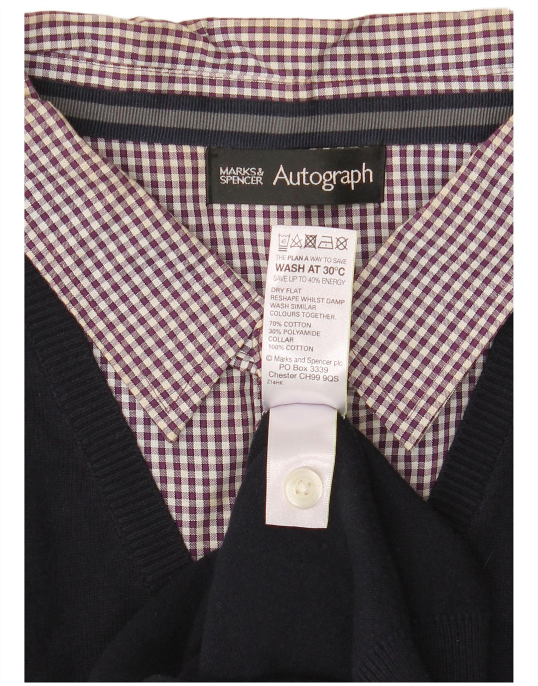 Marks & Spencer Herre Autograph V-hals sweater Stor marineblå bomuld