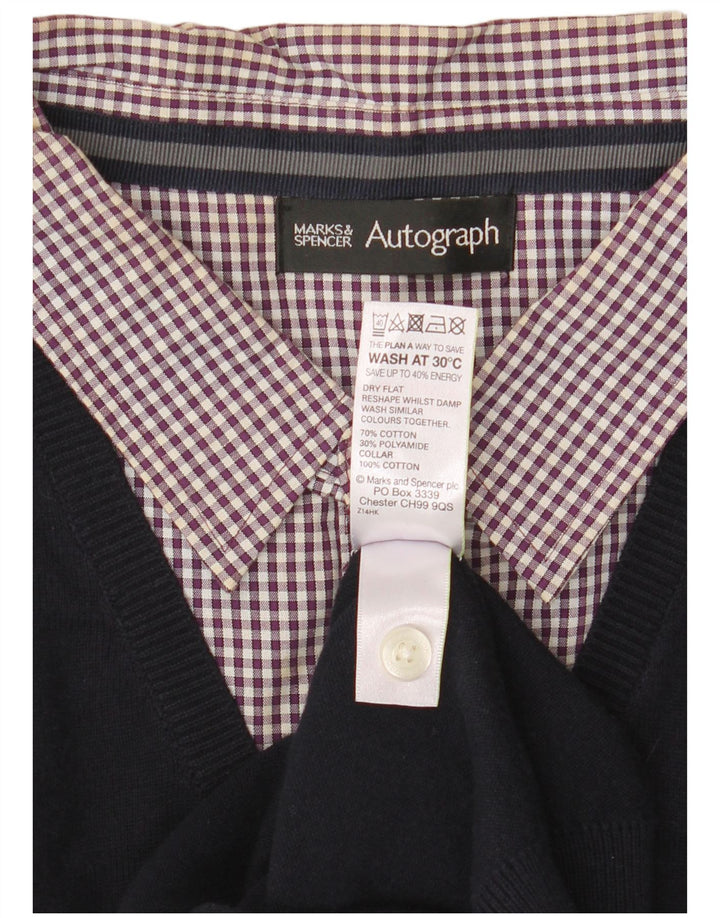 Marks & Spencer Herre Autograph V-hals sweater Stor marineblå bomuld