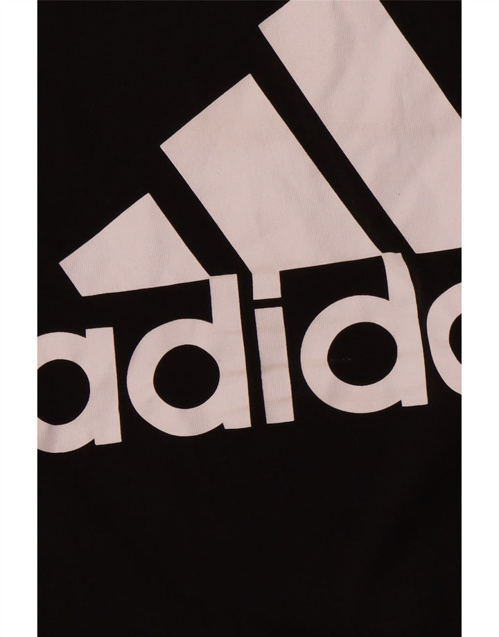 ADIDAS grafisk T-shirt top til kvinder UK 16/18 Stor sort bomuld