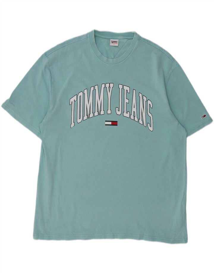 TOMMY HILFIGER Herre grafisk T-shirt Top Stor blå bomuld