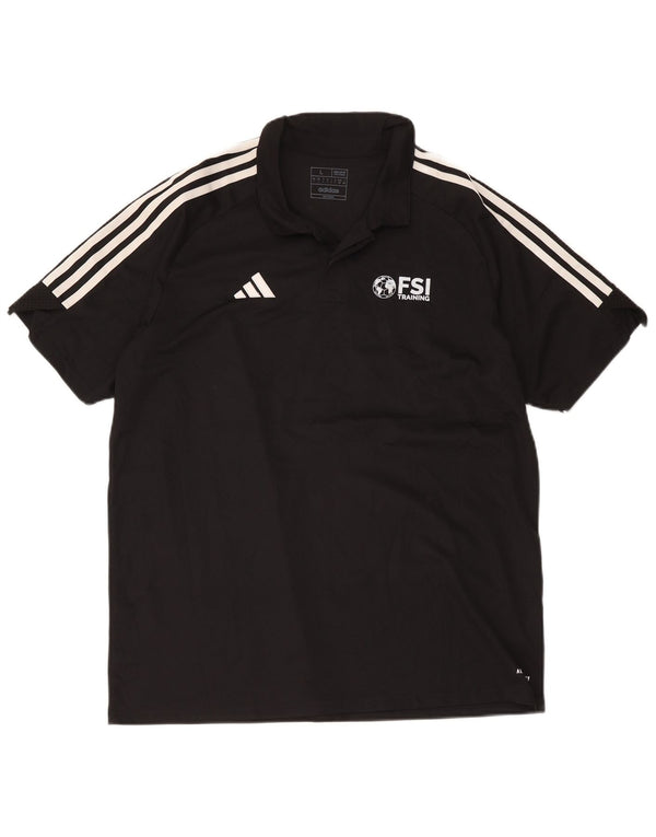 Adidas Herre Aeroready Graphic Regular Fit Polo Shirt Large Black Polyester