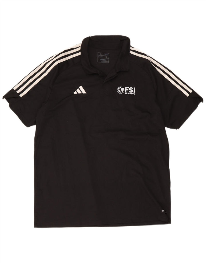 Adidas Herre Aeroready Graphic Regular Fit Polo Shirt Large Black Polyester