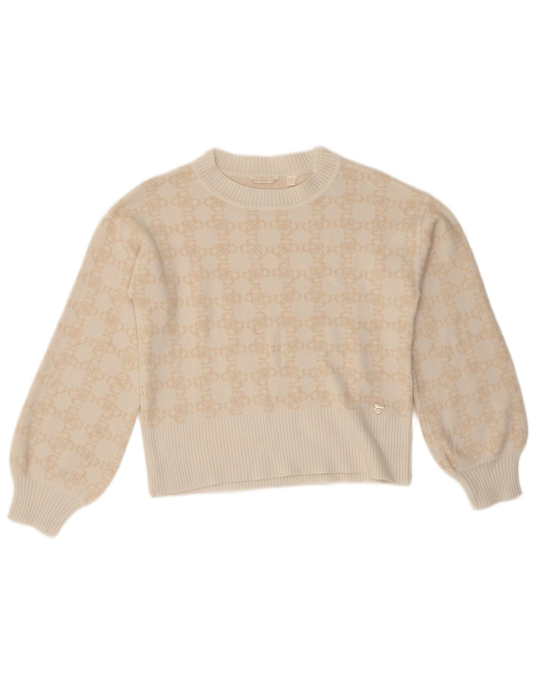 Guess piger abstrakt mønster rund hals sweater 13-14 år beige