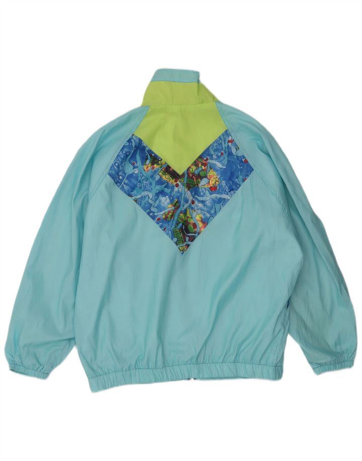 Vintage kvinders abstrakt mønster regnjakke IT 40/42 Medium Blue
